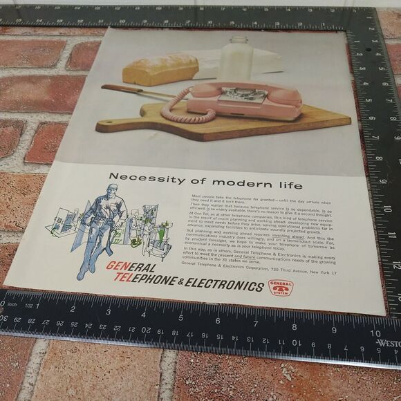 General Telephone Necessity Modern Life Pink Rotary Phone Vtg‎ 1961 PRINT AD - Picture 10 of 10